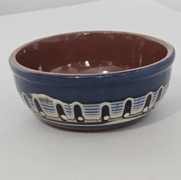 Troyan Bulgarian Drip Glaze Redware Clay Handcrafted Boho Bowl. - Picture 2 of 9